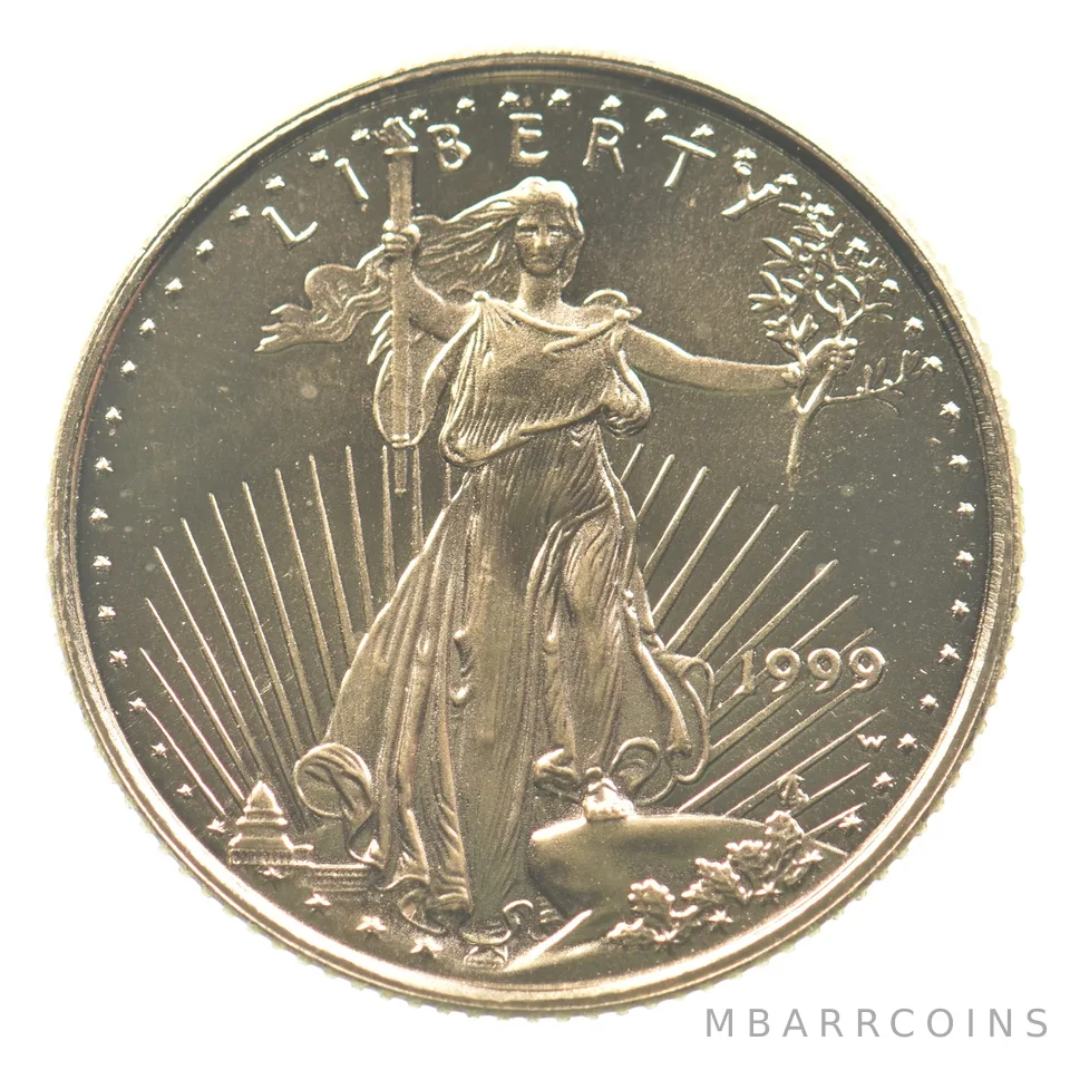 1999-W $5 American Gold Eagle 1/10 Oz Gold Unfinished Die *6666