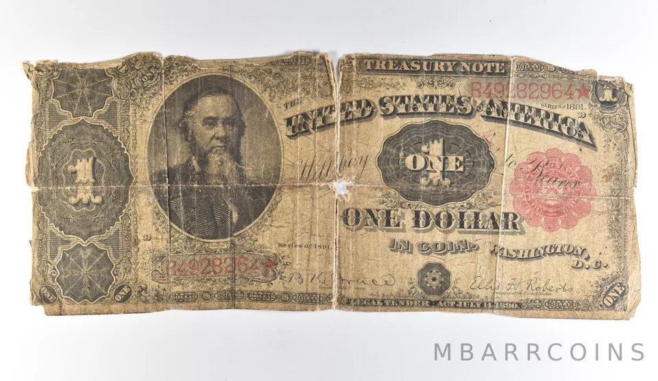 1891 $1 US Treasury Note Star Note Red Seal *1667