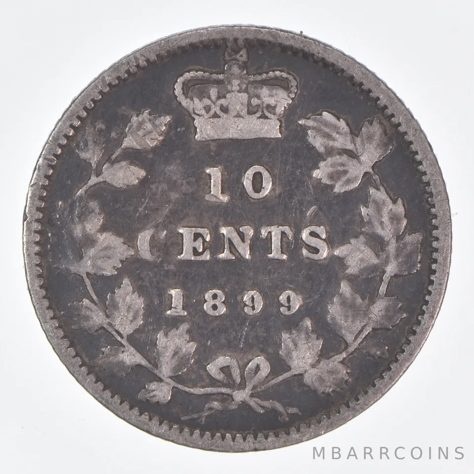 Better Date - 1899 Canada 10 Cents World Coin- Silver *993