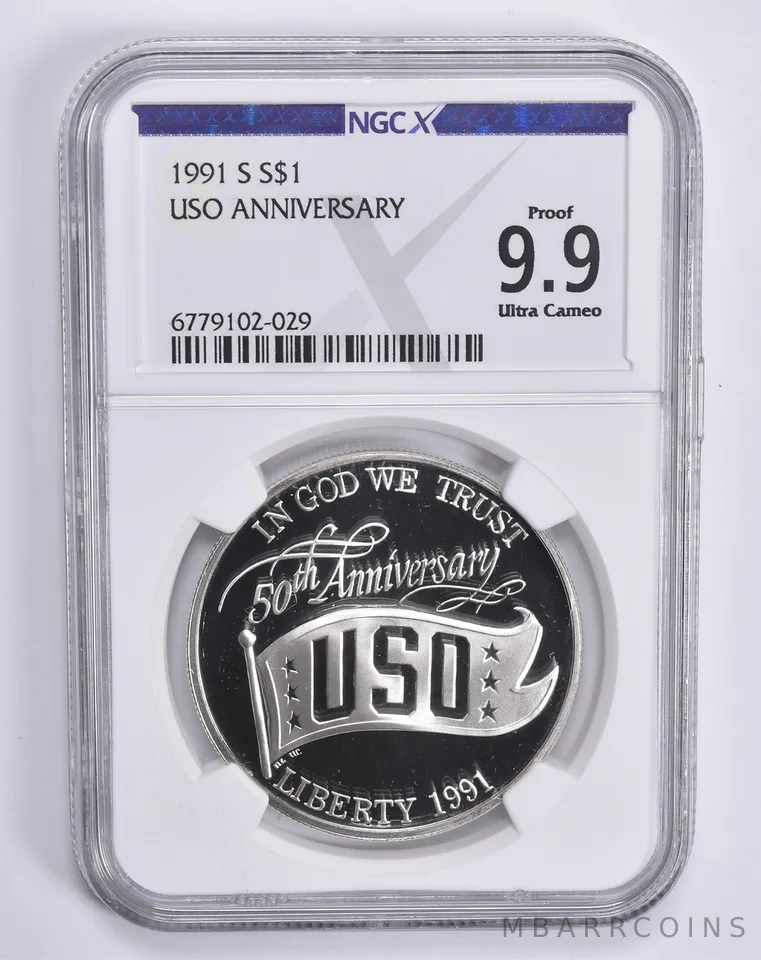 1991-S USO Anniversary Commemorative Dollar Proof 9.9 UCAM NGC X NGCX