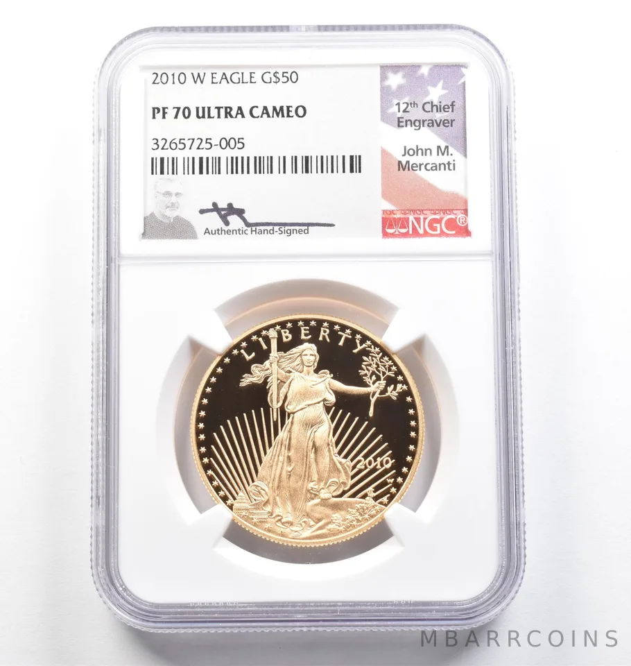 2010-W $50 American Gold Eagle Mercanti 1 Oz Gold PF70 UCAM NGC *9812