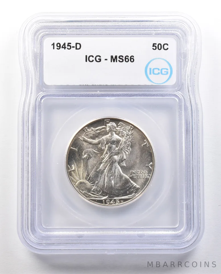1945-D Walking Liberty Half Dollar MS66 ICG a1192