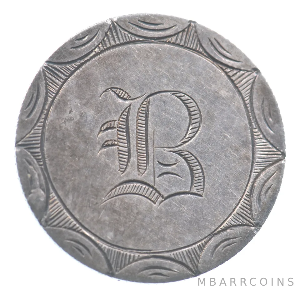 1858 Seated Liberty Quarter Love Token B a8602