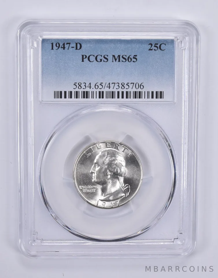 1947-D Washington Quarter 25c MS65 PCGS Blue Label