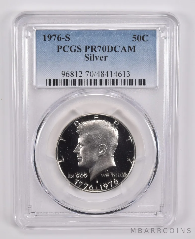 1976-S Kennedy Half Dollar Silver PR70 DCAM PCGS Blue Label