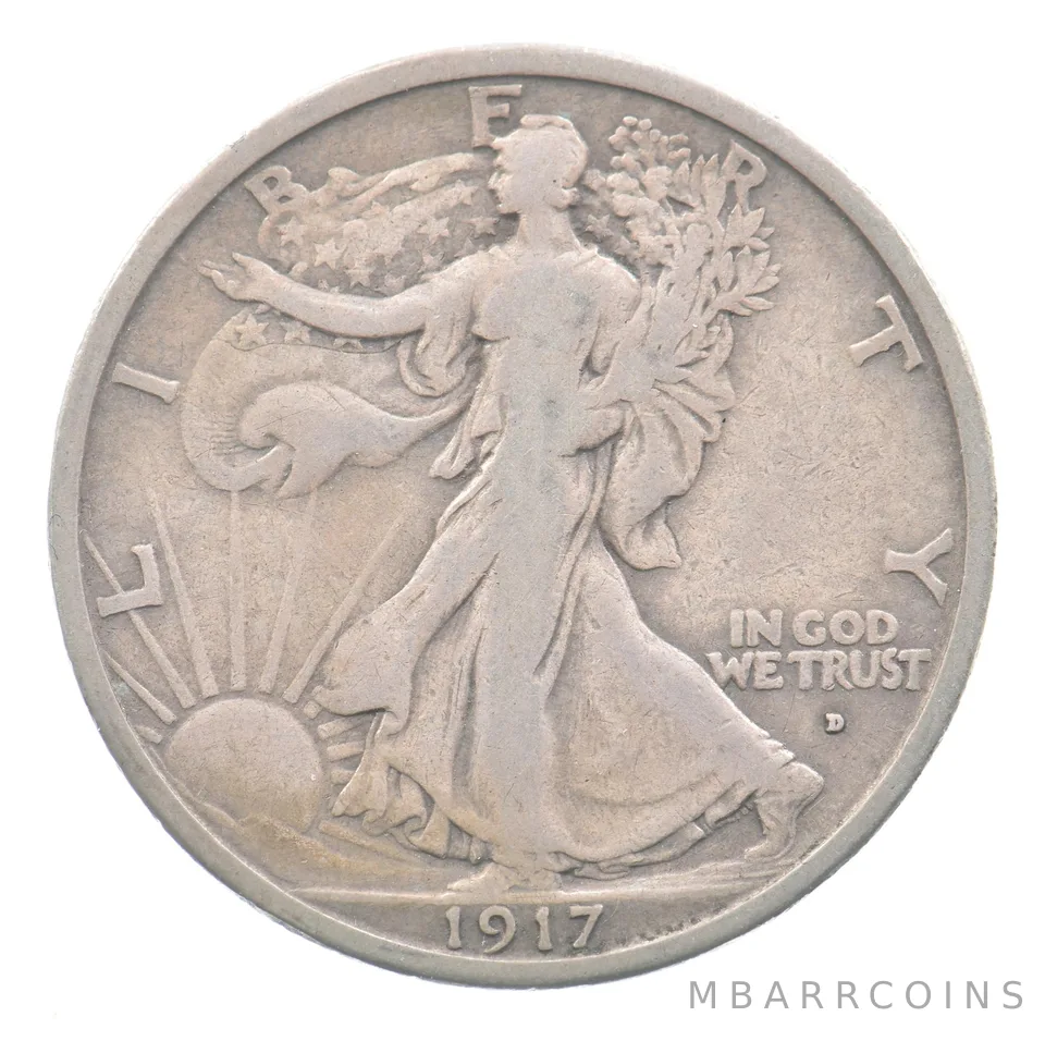 1917-D Walking Liberty Half Dollar Type 1 *3990