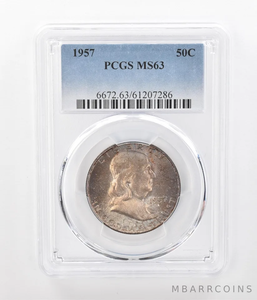 1957 Franklin Half Dollar MS63 PCGS Beautiful Tone *1137