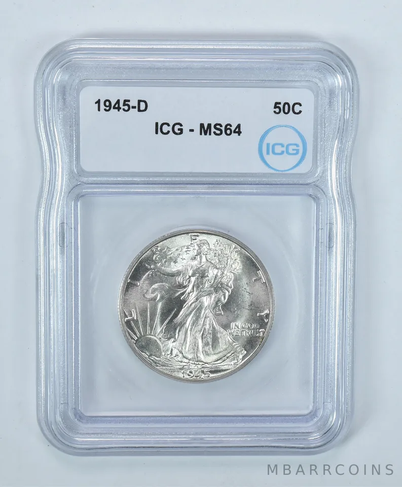 1945-D Walking Liberty Half Dollar MS64 ICG