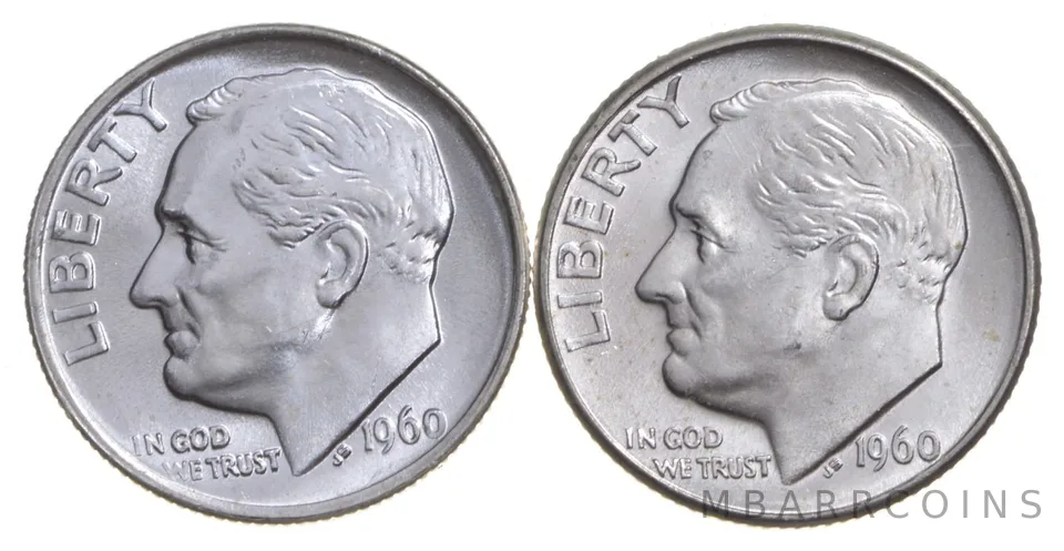 Choice Unc 1960 P+D Roosevelt Dime Gem BU Collection Lot Set