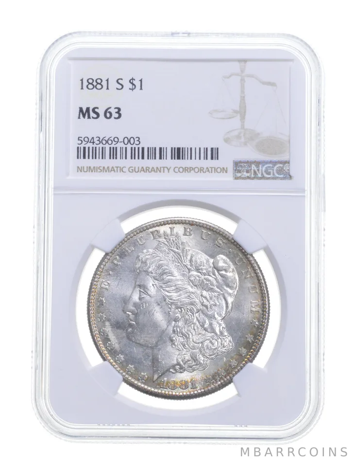 MS63 1881-S Morgan Silver Dollar - Graded NGC a4800