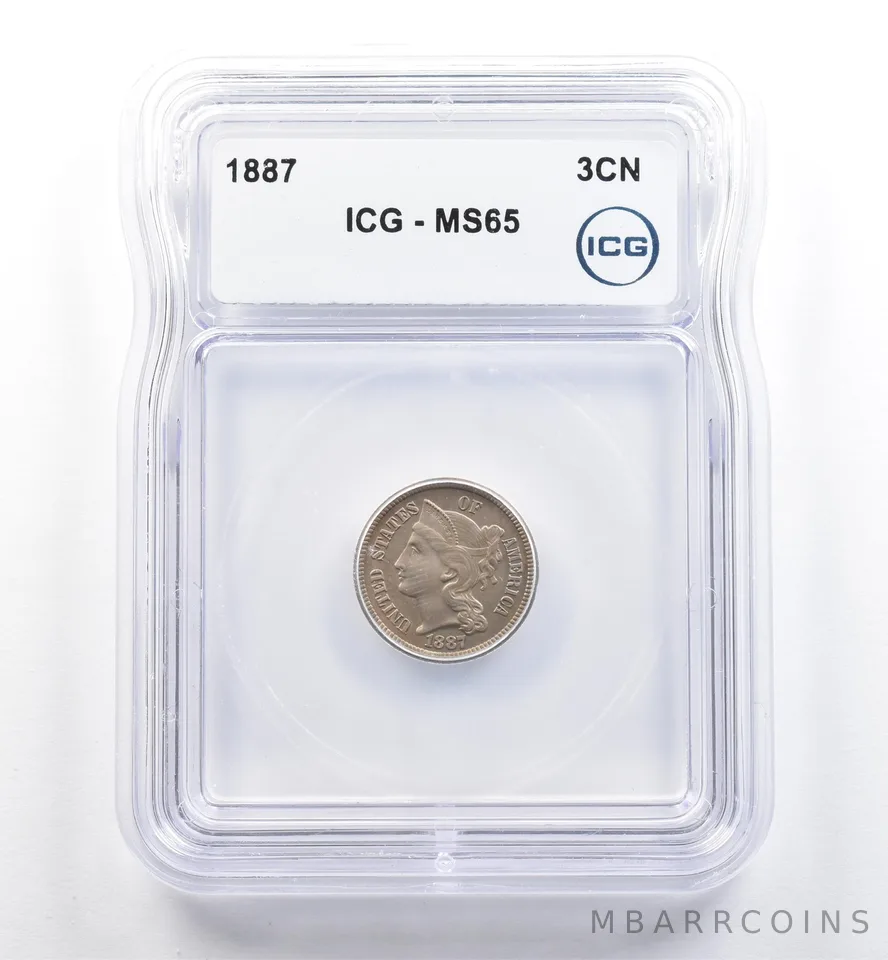 1887 Three Cent Nickel MS65 ICG *6489