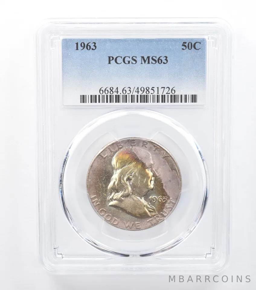 1963 Franklin Half Dollar MS63 PCGS Beautiful Tone *7751