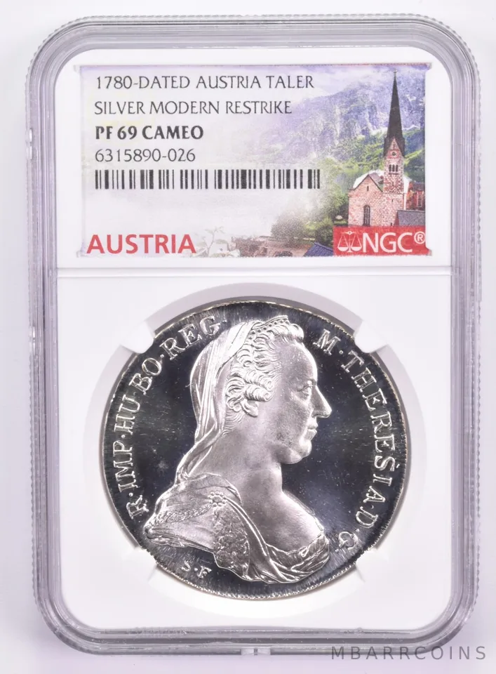 1780-Dated Austria Thaler Silver PF69 Cameo NGC Mother Theresa