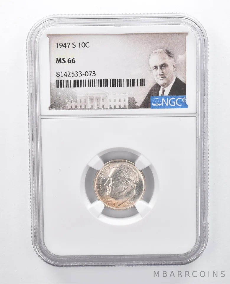 1947-S Roosevelt Dime MS66 NGC Beautiful Sheen *7936