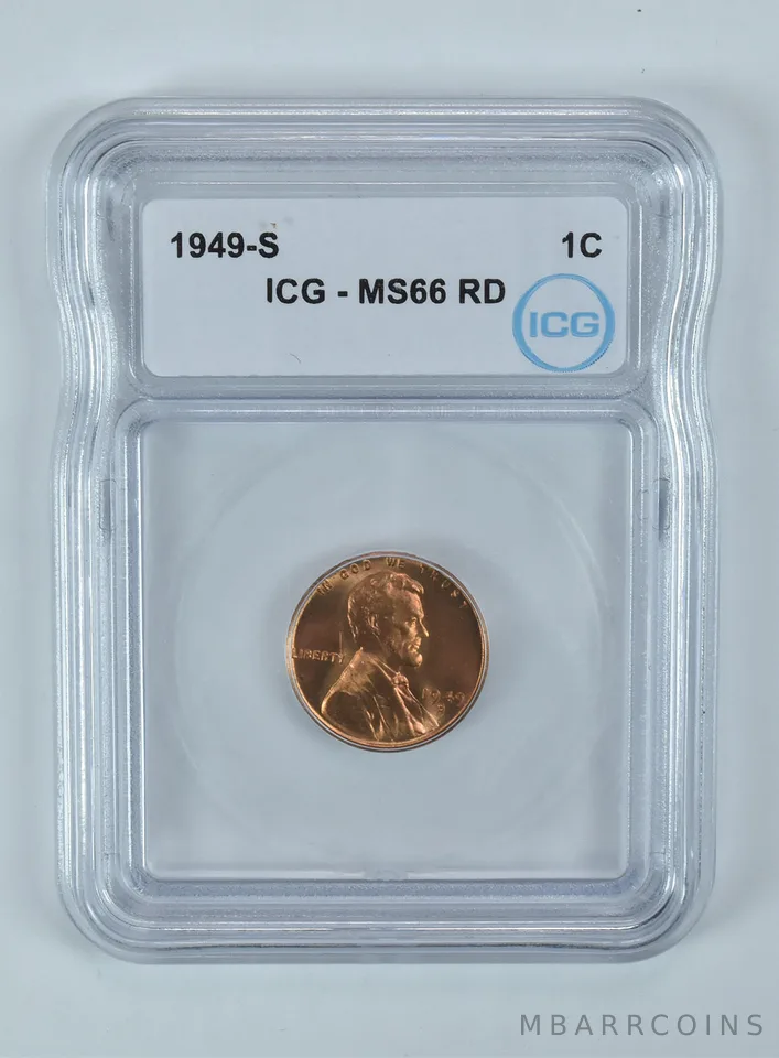 1949-S Lincoln Wheat Cent MS66 RD ICG