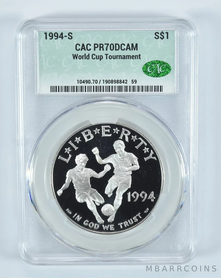 1994-S World Cup Soccer Commemorative Silver Dollar PR70 DCAM CAC CACg
