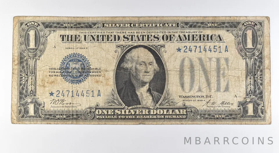 1928 A $1 Silver Certificate Star Note Blue Seal *9588