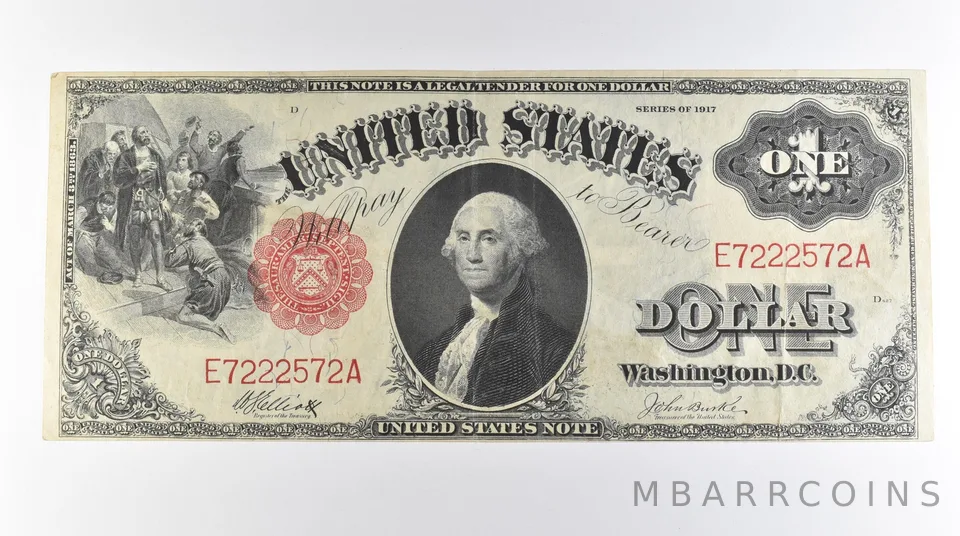 1917 $1 Legal Tender Large Note Red Seal Mule FR#38 *0667
