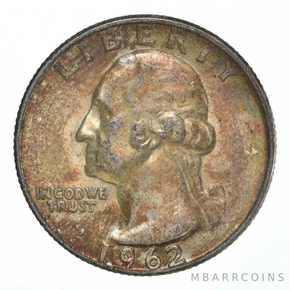1962-D Washington Quarter Insane TONE - Great Colors *5309