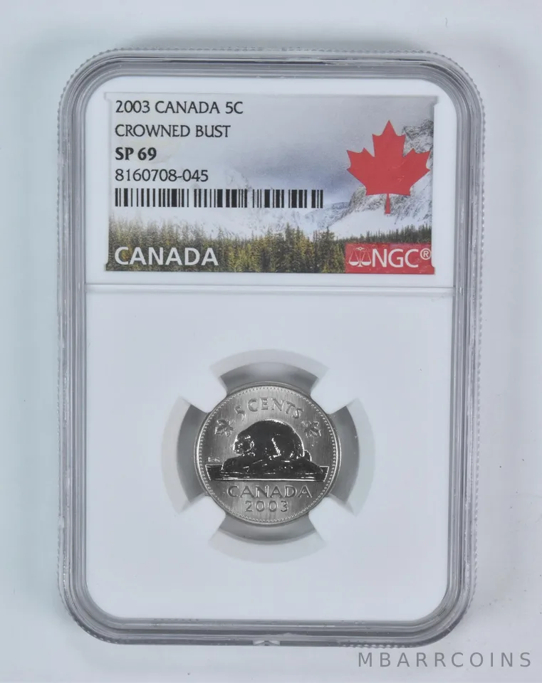 2003 Canada 5 Cent Beaver Crowned Bust SP69 NGC Canada Label