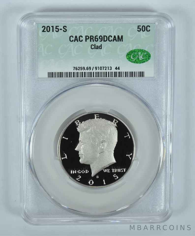 2015-S Kennedy Half Dollar CLAD PR69 DCAM CAC CACg
