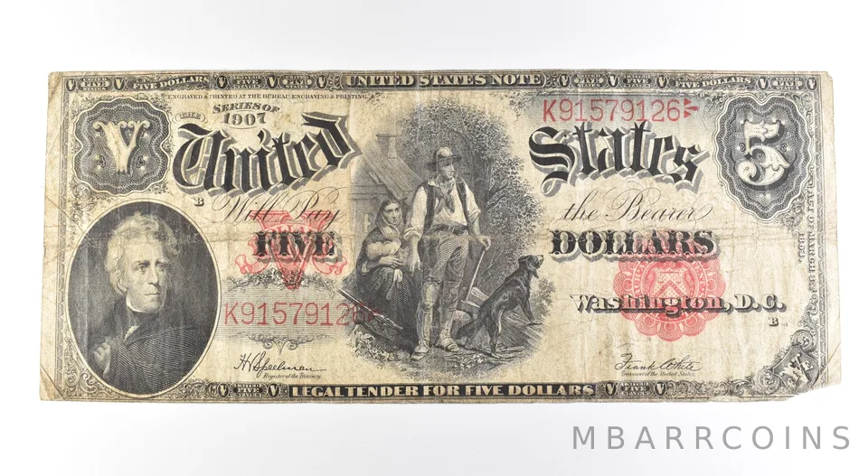 1907 $5 Legal Tender Large Note Red Seal *2689