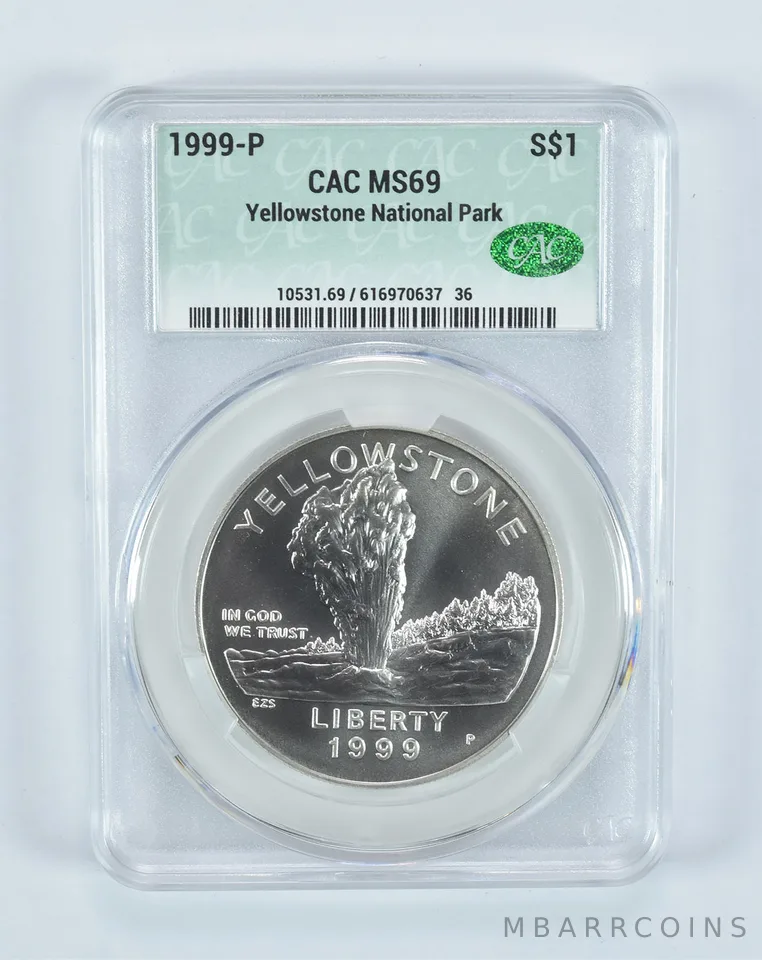 1999-P Yellowstone National Park Commemorative Silver Dollar MS69 CAC CACg