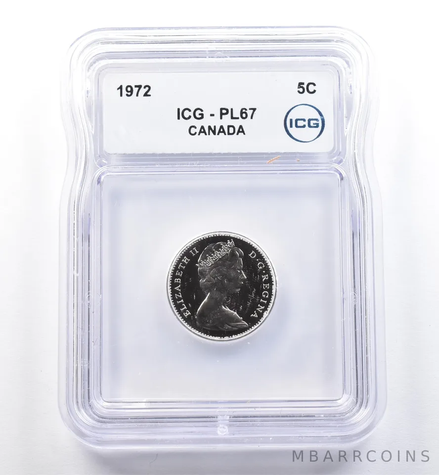 1972 Canada 5 Cents PL67 ICG *0222