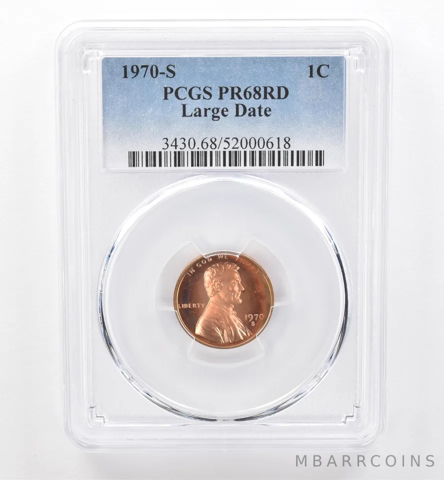 1970-S Lincoln Memorial Cent Large Date PR68 RD PCGS Beautiful Tone *6587