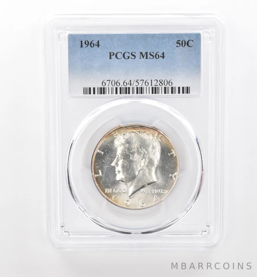 1964 Kennedy Half Dollar MS64 PCGS Beautiful Tone *1861