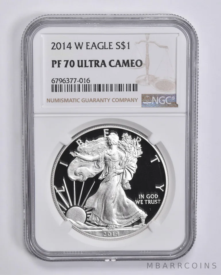 2014-W American Silver Eagle 1 Oz PF70 UCAM NGC Brown Label