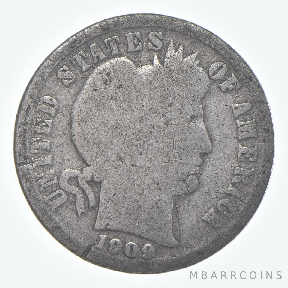 1909-S Barber Dime 90% Silver Average Circ