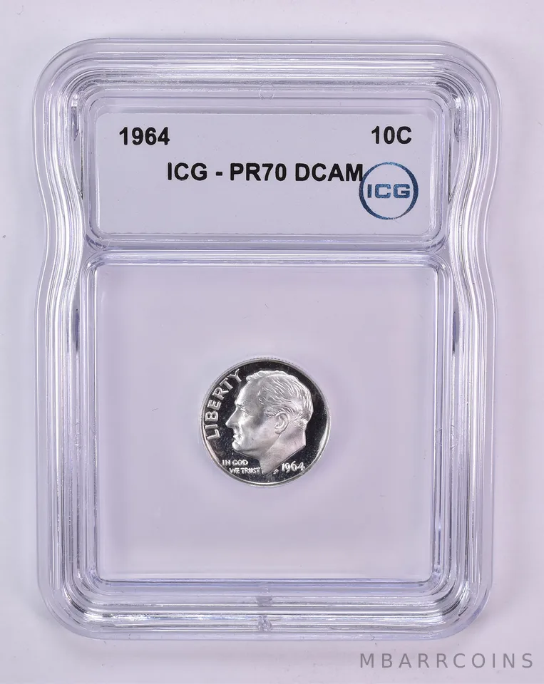 1964 Roosevelt Dime PR70 DCAM ICG