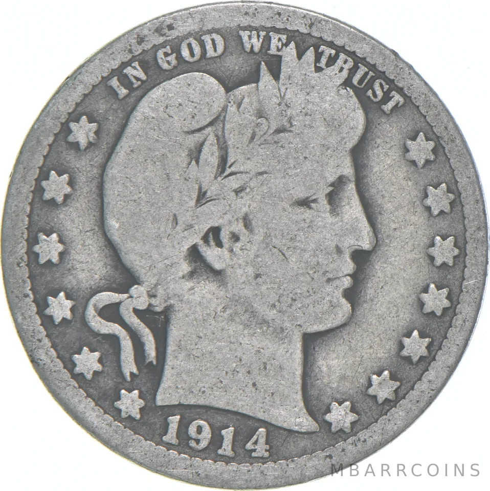 1914-D Barber Quarter Average Circ