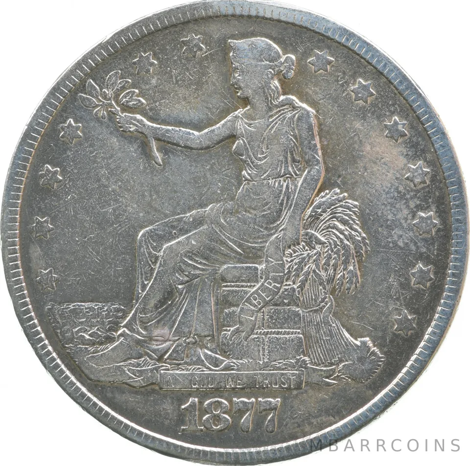 1877 Seated Liberty Trade Dollar a0692