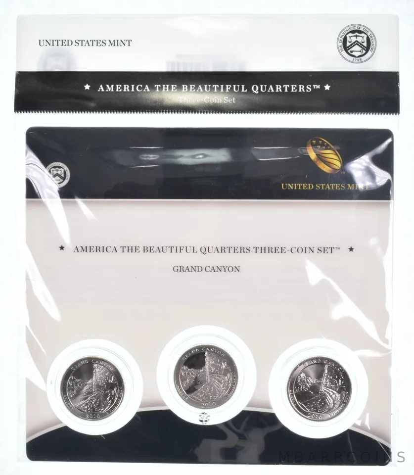 2010 Grand Canyon National Park PDS Proof ATB 3 Quarter Coin Set Unc BU