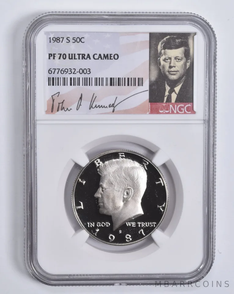 1987-S Kennedy Half Dollar PF70 UCAM NGC Special Lbl