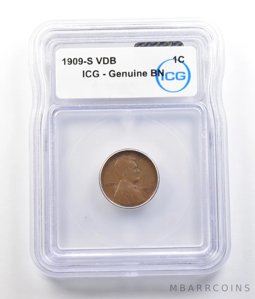 1909-S VDB Lincoln Wheat Cent Genuine BN ICG a0740
