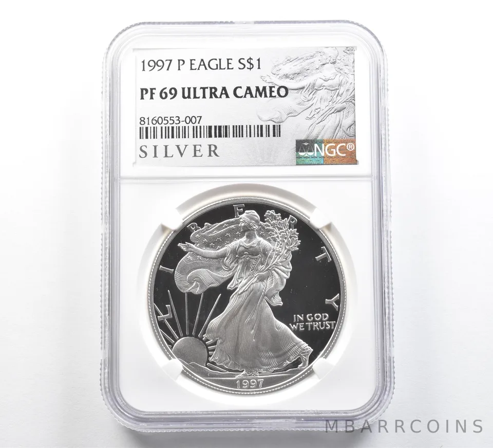 1997-P American Silver Eagle PF69 UCAM NGC Silver Label