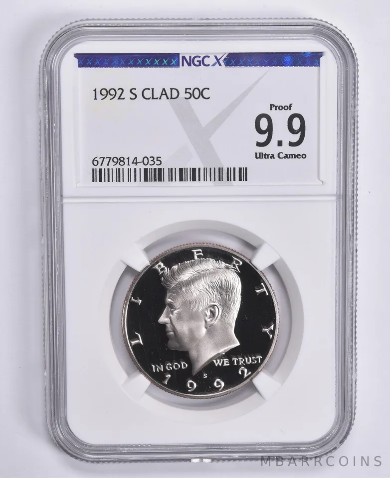 1992-S Kennedy Half Dollar CLAD Proof 9.9 UCAM NGC X NGCX