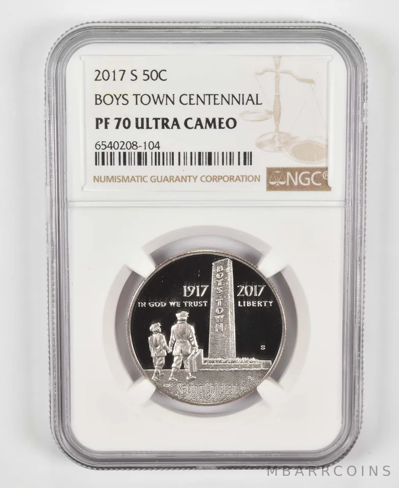 2017-S Boys Town Commemorative Half Dollar PF70 NGC Brown Lbl