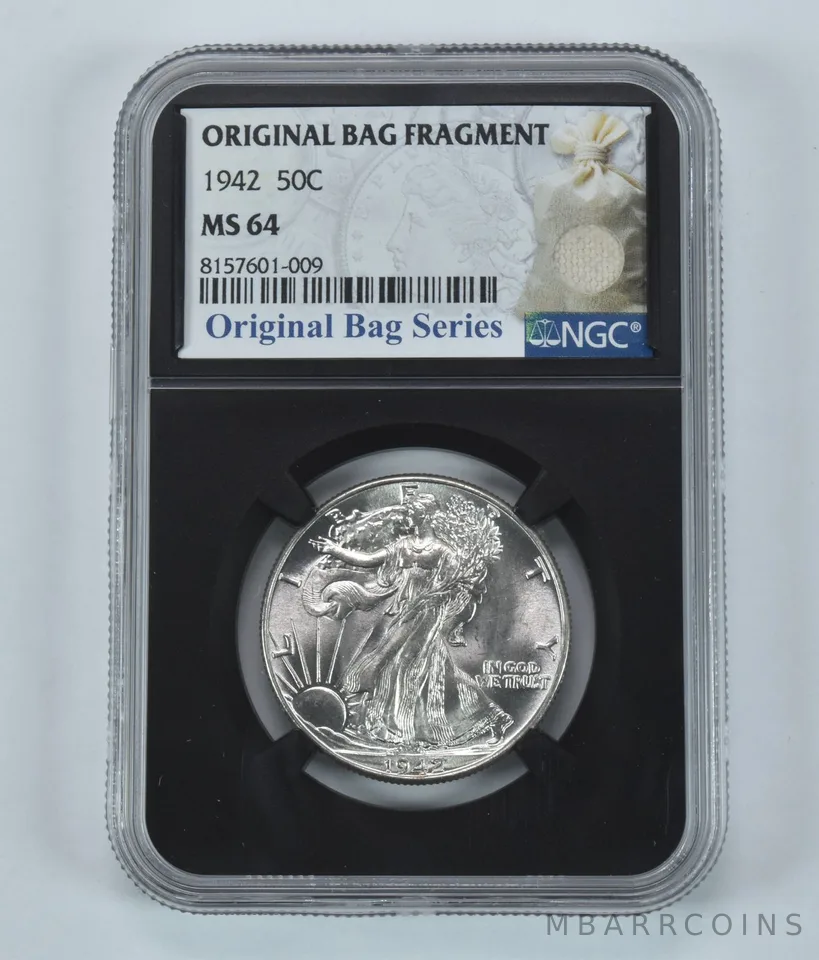 1942 Walking Liberty Half Dollar Original Bag Fragment MS64 NGC