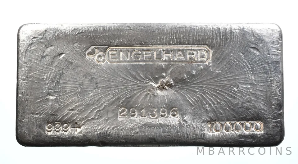 100 Oz Silver Bar Engelhard Vintage Poured *2276