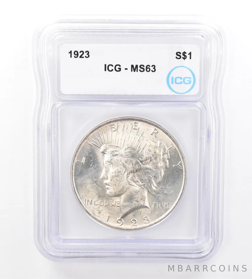 1923 Peace Silver Dollar MS63 ICG Beautiful Tone Reverse *1705