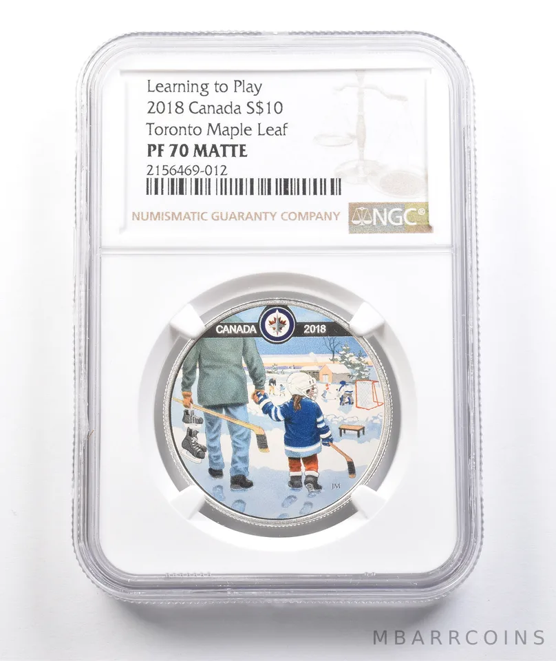 2018 Canada 10 Dollars Silver Learn Play Winnipeg Jets PF70 Matte NGC a3817