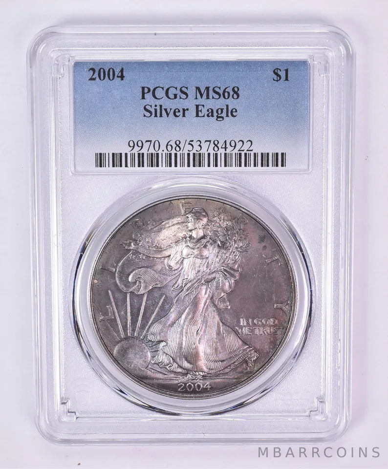 2004 American Silver Eagle MS68 PCGS Beautiful Tone a1095