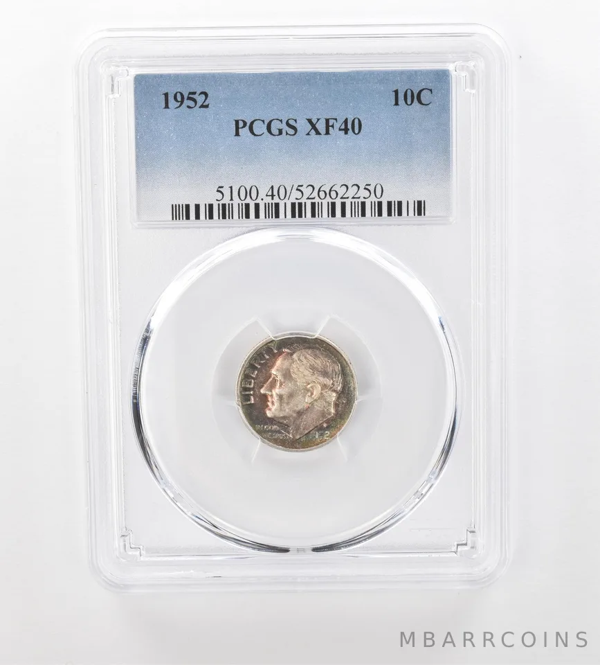 1952 Roosevelt Dime XF40 PCGS Beautiful Tone *1033