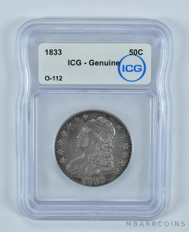 1833 Capped Bust Half Dollar O-112 Genuine ICG *9020