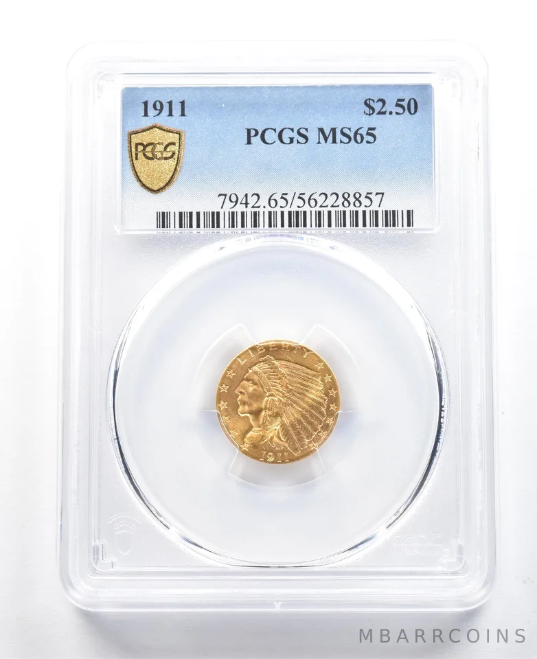 1911 $2.50 Indian Head Gold Quarter Eagle MS65 PCGS *5474
