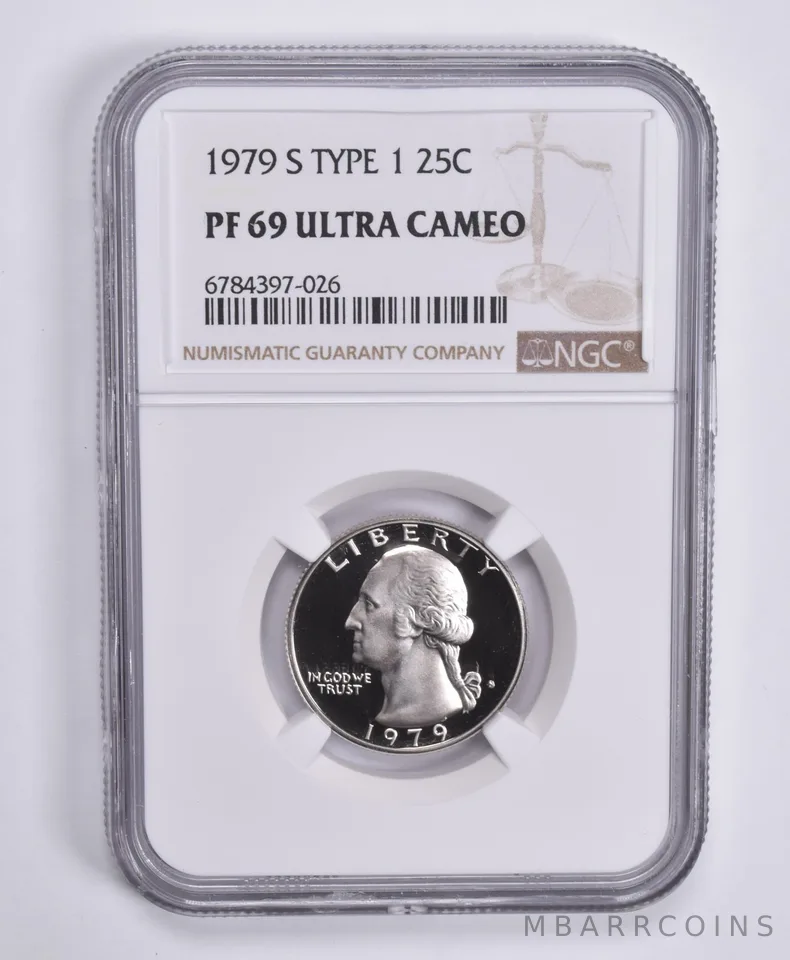 1979-S Washington Quarter Type 1 ONE PF69 UCam NGC Brown Lbl